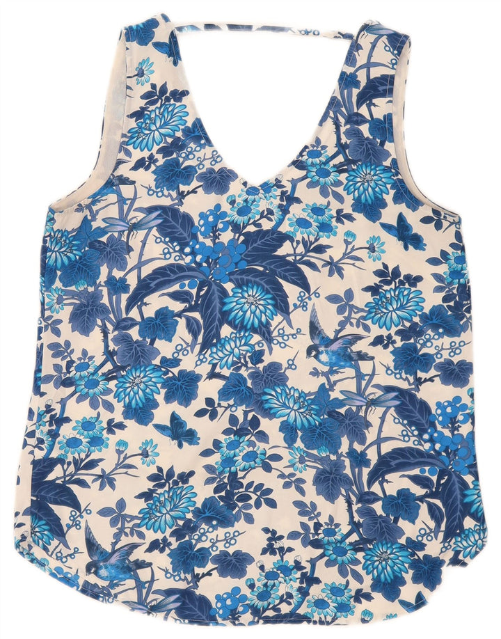 Oasis Chemisier sans manches pour femme UK 42 Bleu moyen Floral Polyester