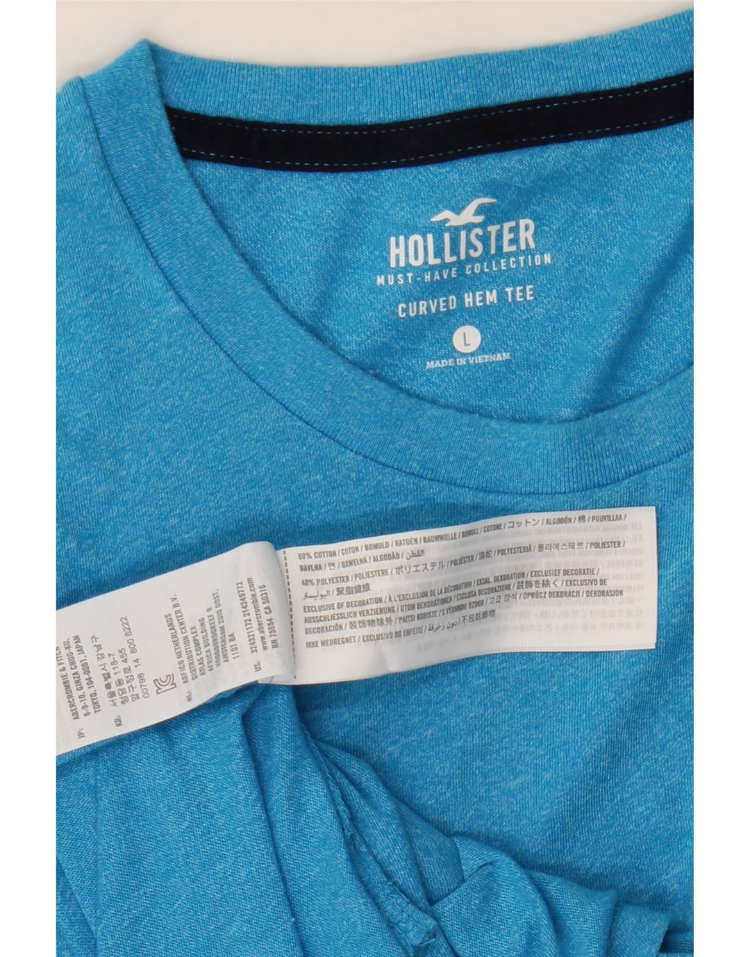 Hollister T-Shirt Homme Haut Large Bleu Coton