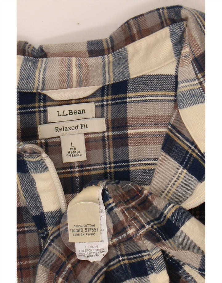 L.L.BEAN Boys Regular Pullover Flannel Shirt 15-16 Years Large Brown Check Vintage L.L.Bean and Second-Hand L.L.Bean from Messina Hembry 