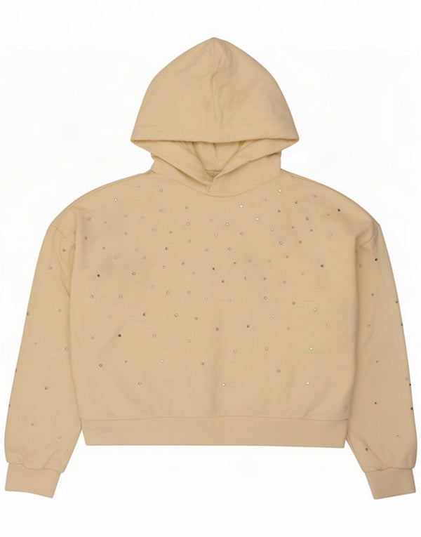 Zara Pull à capuche surdimensionné pour femme UK 14 Medium Off White Spotted Cotton