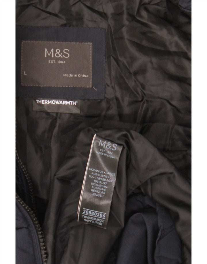 Marks & Spencer Veste matelassée pour homme UK 40 Large Bleu Marine Polyester