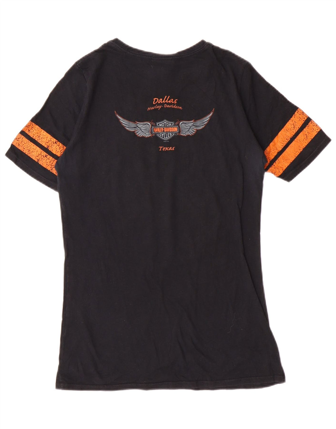 HARLEY DAVIDSON T-shirt graphique pour femme UK 12 en coton noir moyen