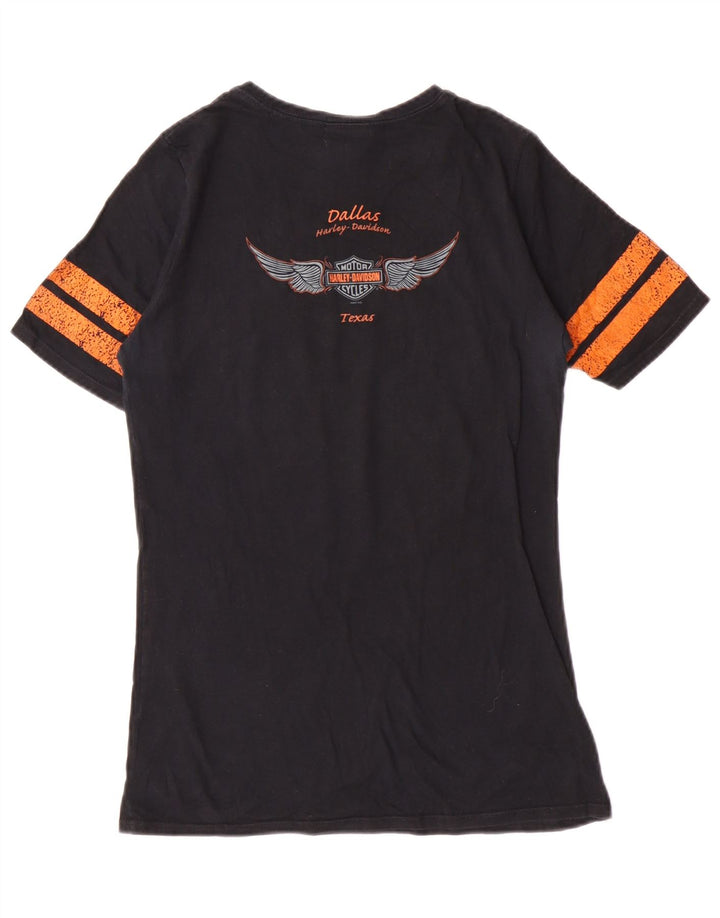 HARLEY DAVIDSON T-shirt graphique pour femme UK 12 en coton noir moyen
