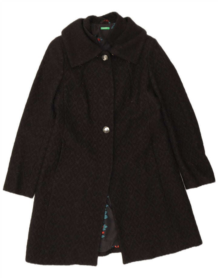 Benetton Pardessus Femme IT 44 Medium Noir Argyle/Diamant