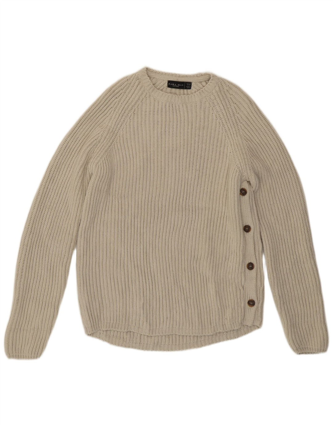 Zara Pull ras du cou pour homme, grand, gris, acrylique