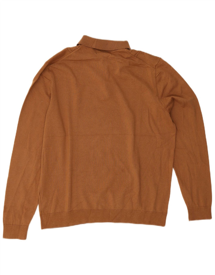 Marks & Spencer Pull à col polo pour homme en coton marron Taille L