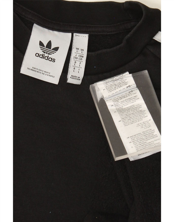 Adidas Sweat-shirt pour homme en coton noir Taille L