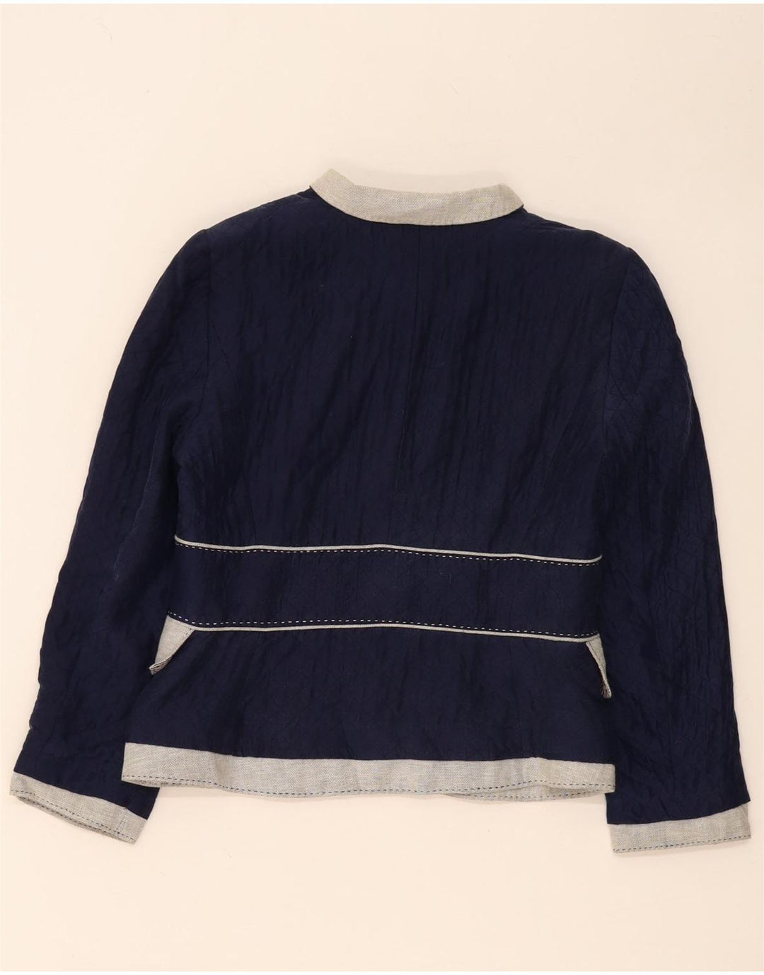 Zara Veste blazer à 3 boutons pour femme UK 14 Bleu marine moyen Colourblock