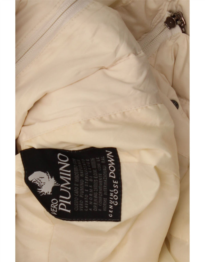 manteau rembourré à capuche femme vintage IT 44 Moyen Off White Polyester