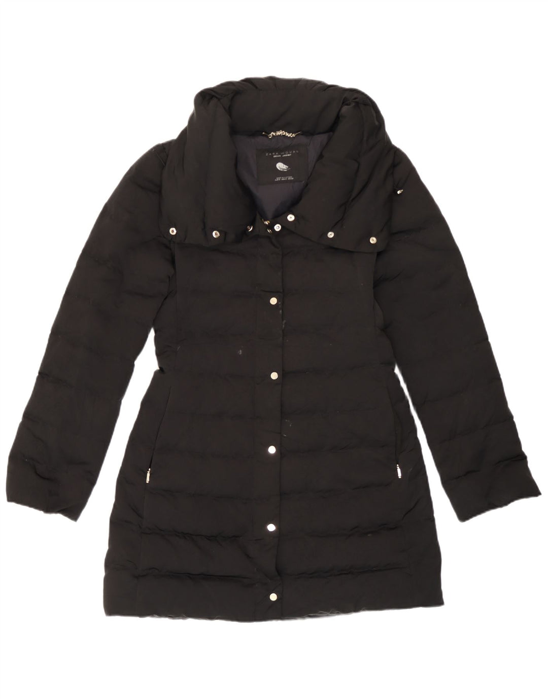 Zara Veste rembourrée pour femme UK 10 Petit nylon noir