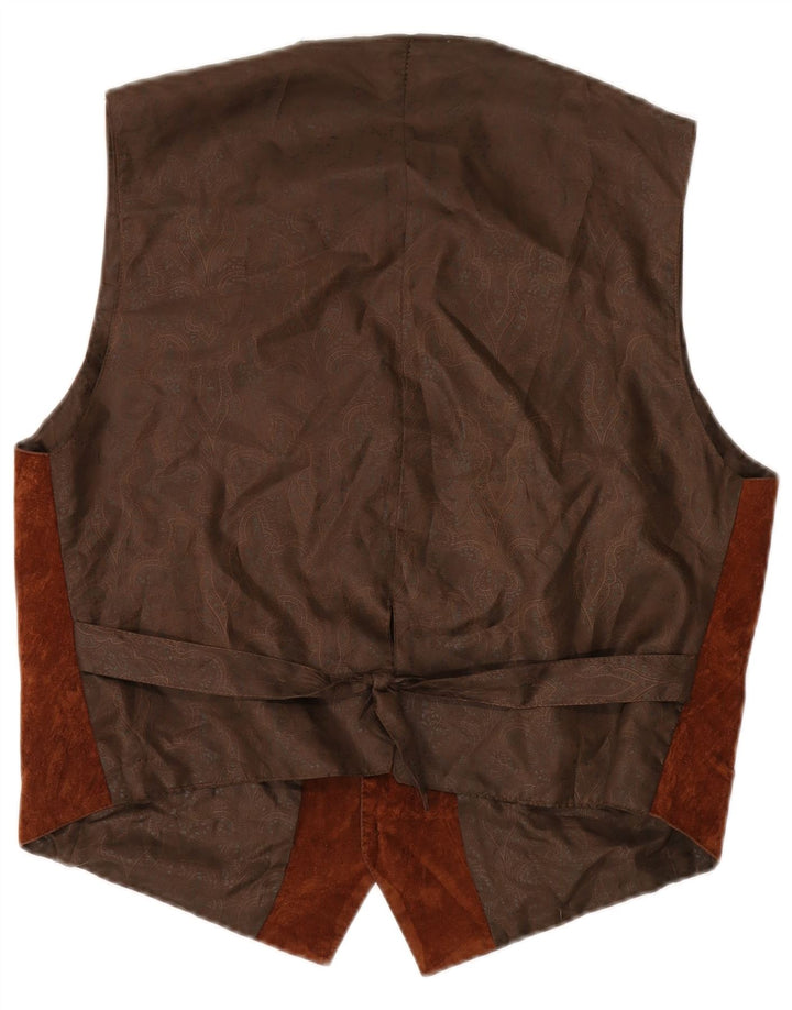 gilet en daim vintage pour hommes grand marron