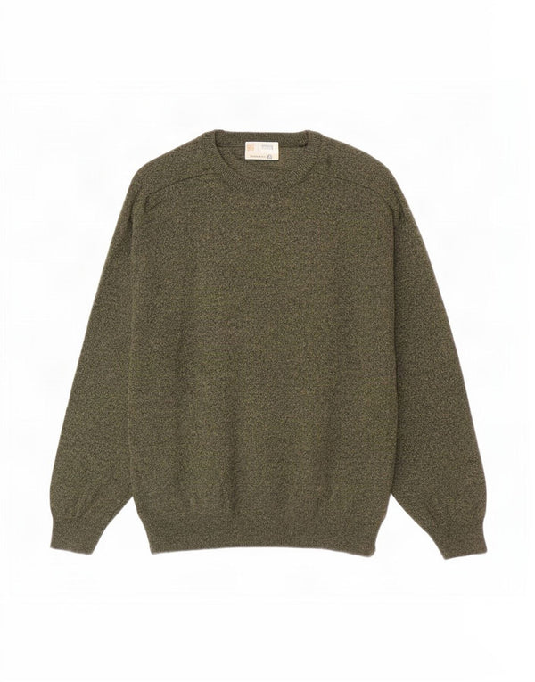 Marks & Spencer Pull à col rond pour homme en laine d'agneau mouchetée kaki
