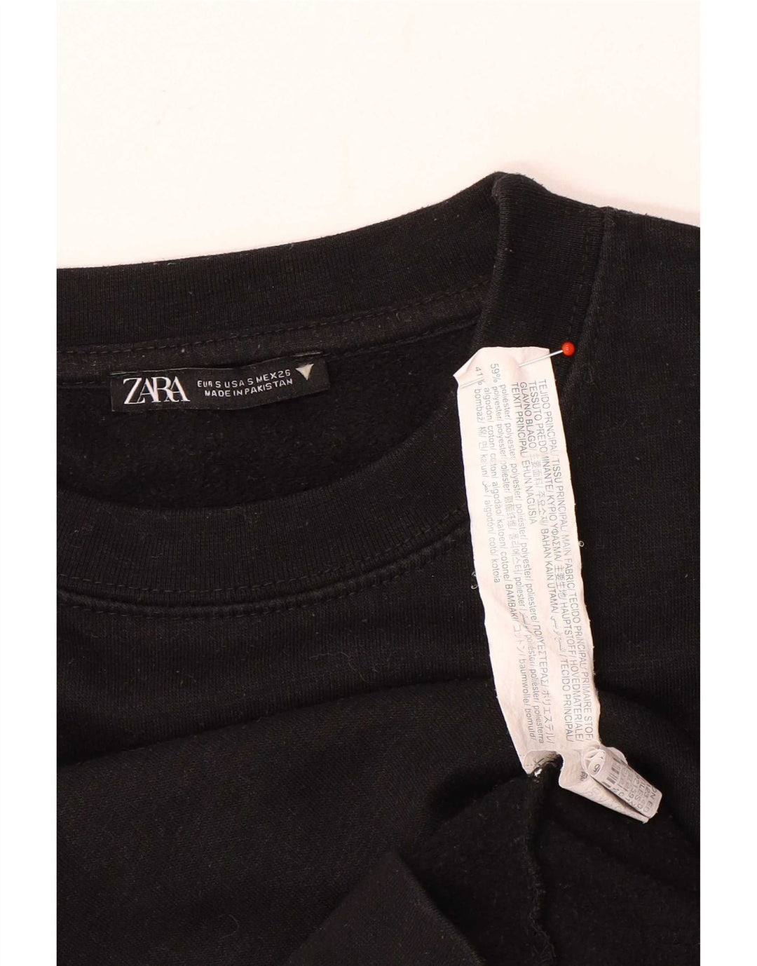 Zara Womens Crop Oversize Sweatshirt Jumper UK 10 Petit Noir Polyester