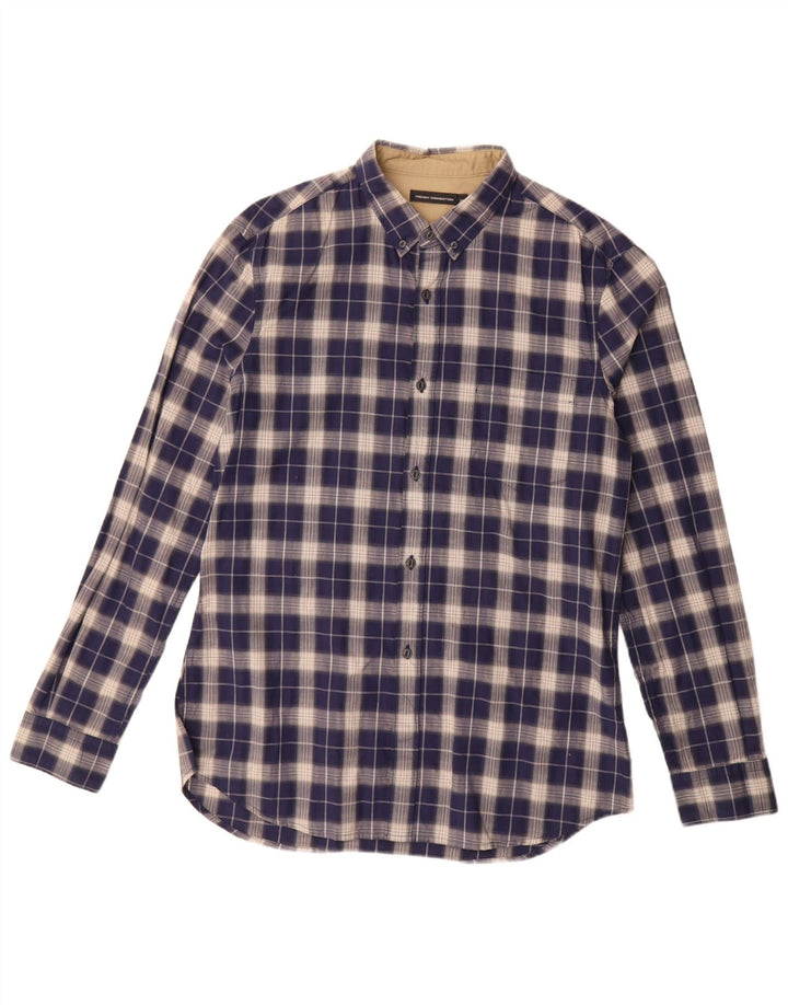 FRENCH CONNECTION Chemise Homme Bleu Marine Moyen Carreaux Coton