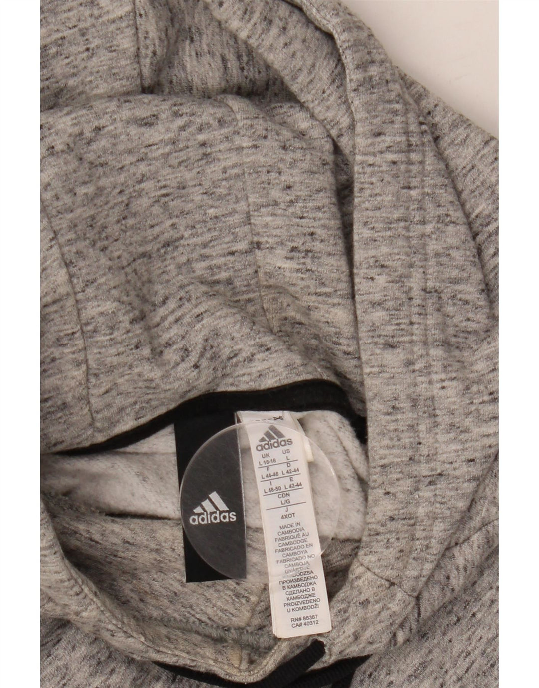 ADIDAS Pull à capuche pour femme UK 16/18 Grand coton moucheté gris