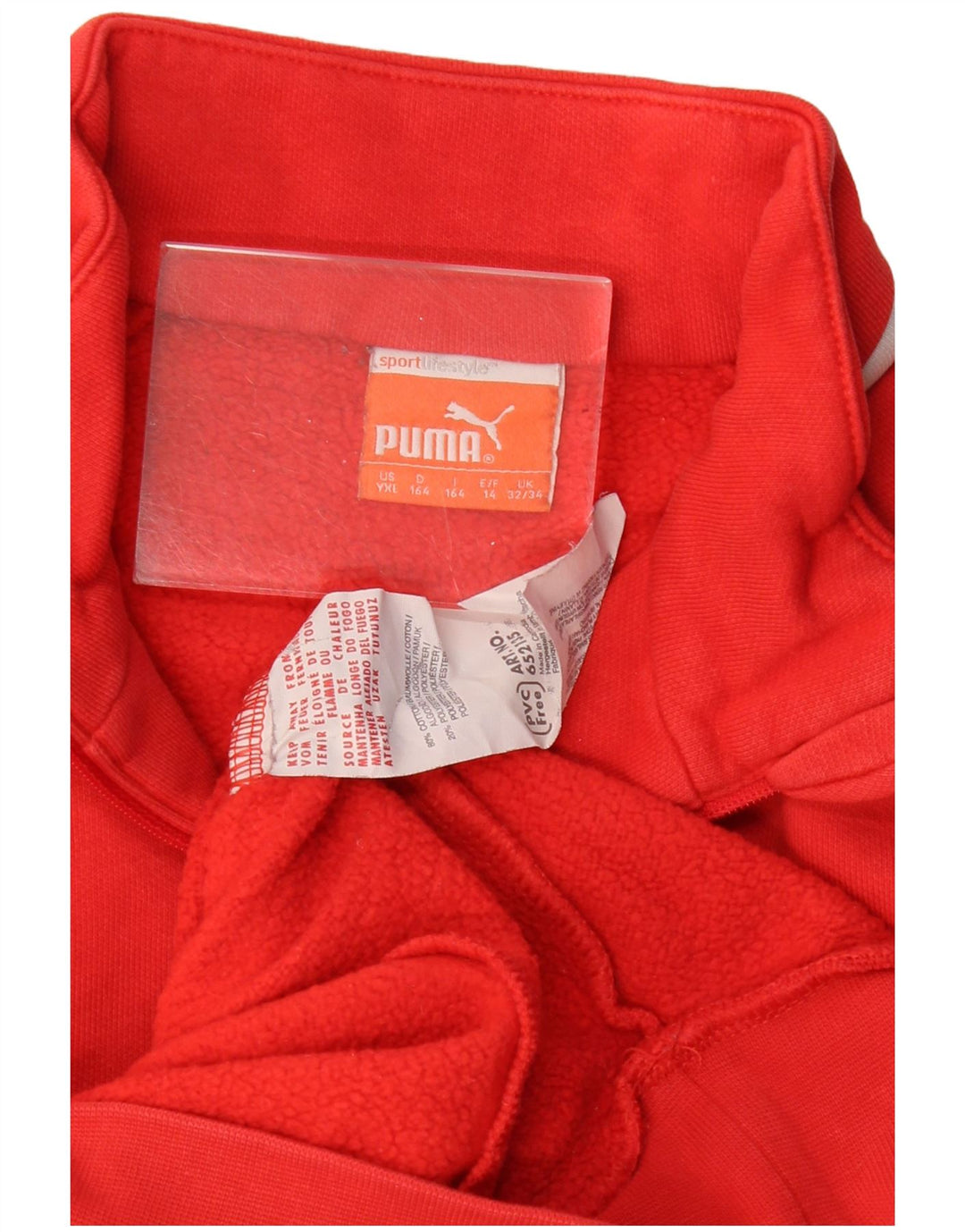 Puma Sweat-shirt à col zippé pour garçon 13-14 ans Rouge Colorblock Coton