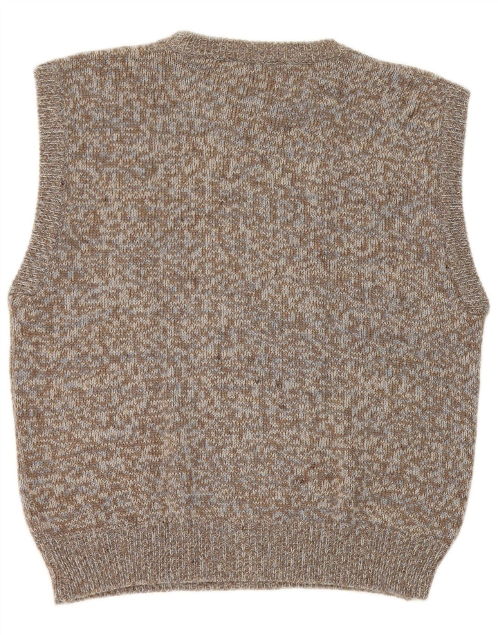 vintage Mens Vest Tank Top XS Gris Moucheté Laine