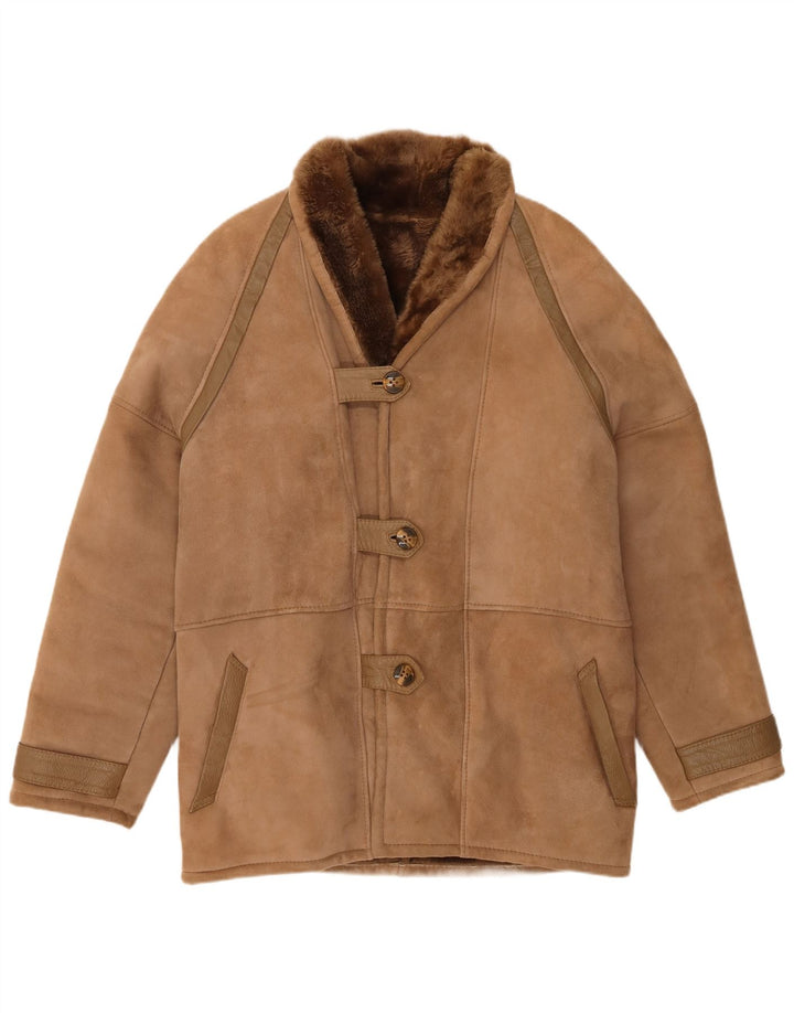 manteau en peau de mouton femme vintage IT 48 XL peau de mouton marron
