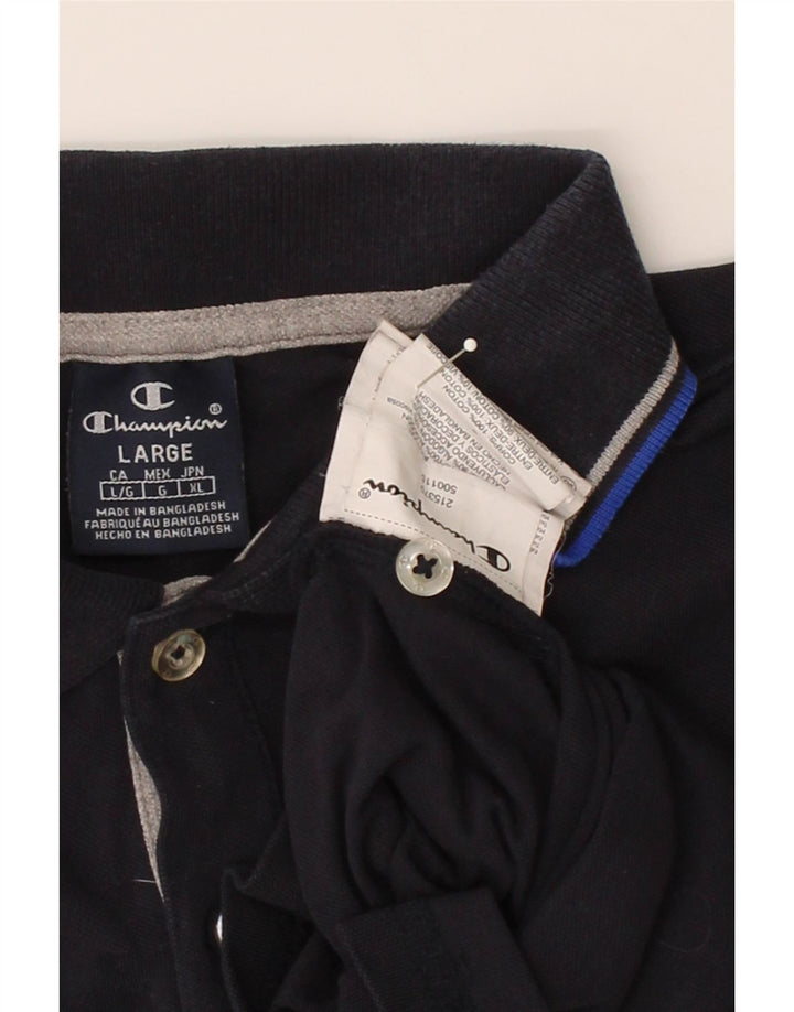 CHAMPION Mens Polo Shirt Large Navy Blue Cotton Vintage Champion and Second-Hand Champion from Messina Hembry 