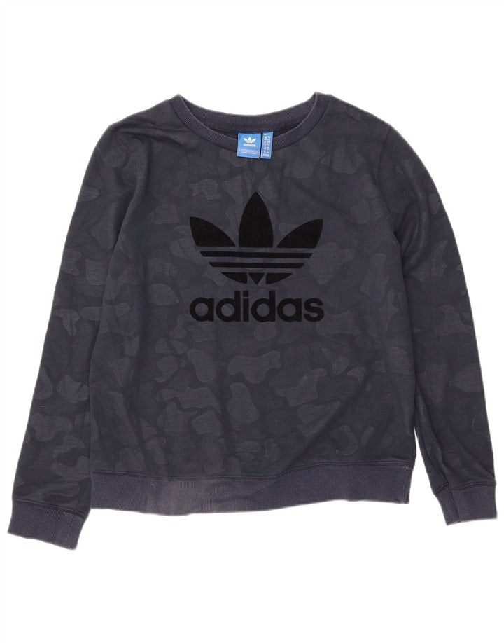ADIDAS Sweat-shirt surdimensionné pour femme UK 10 Petit Bleu marine