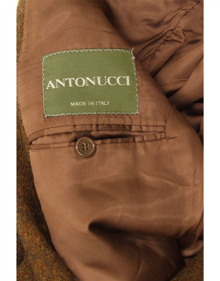 vintage Homme 2 Bouton Blazer Veste IT 48 Brun Moyen Moucheté Laine Vierge