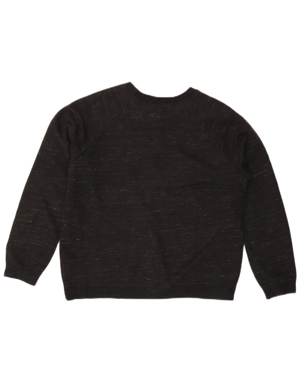 Nike Womens Sweatshirt Jumper UK 16 Large Noir Moucheté Coton