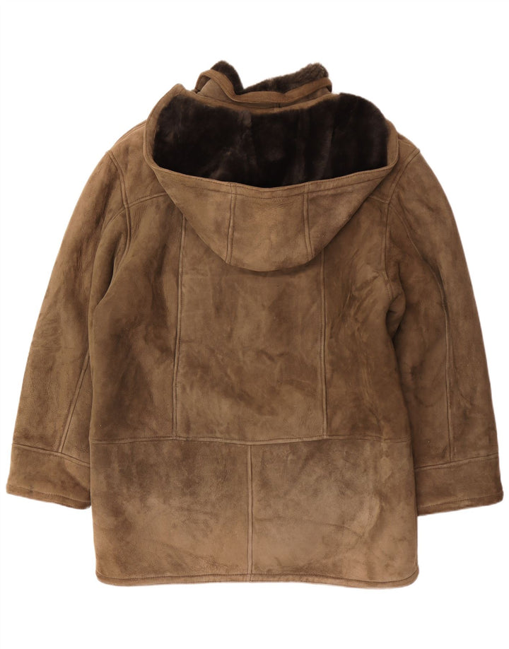 manteau en peau de mouton à capuche vintage pour hommes IT 54 2XL Kaki