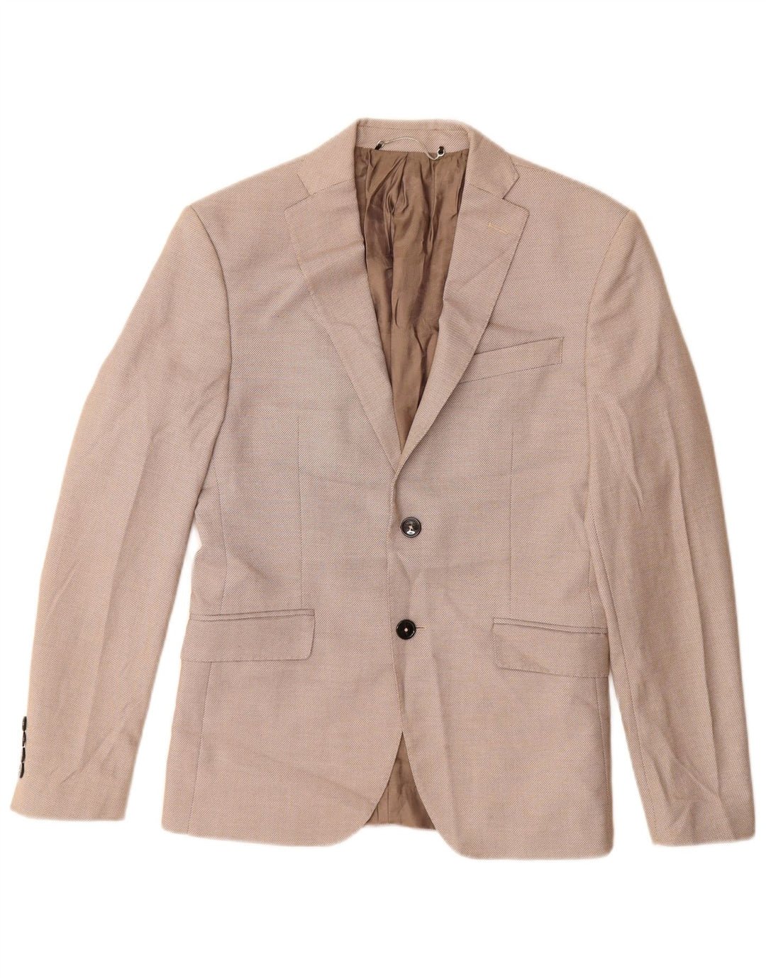 Zara Veste Blazer 2 Boutons Homme EU 46 Petit Beige Polyester