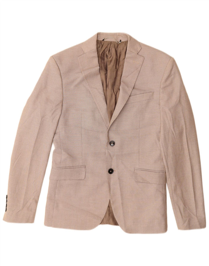 Zara Veste Blazer 2 Boutons Homme EU 46 Petit Beige Polyester