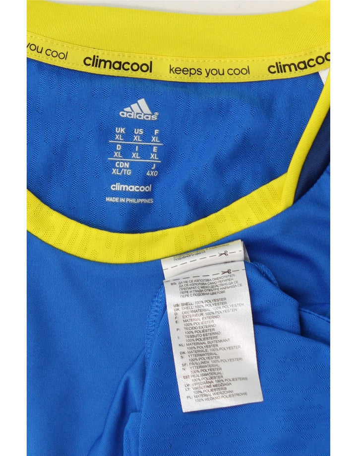 Adidas Hommes Climacool T-Shirt Top XL Bleu Colorblock Polyester