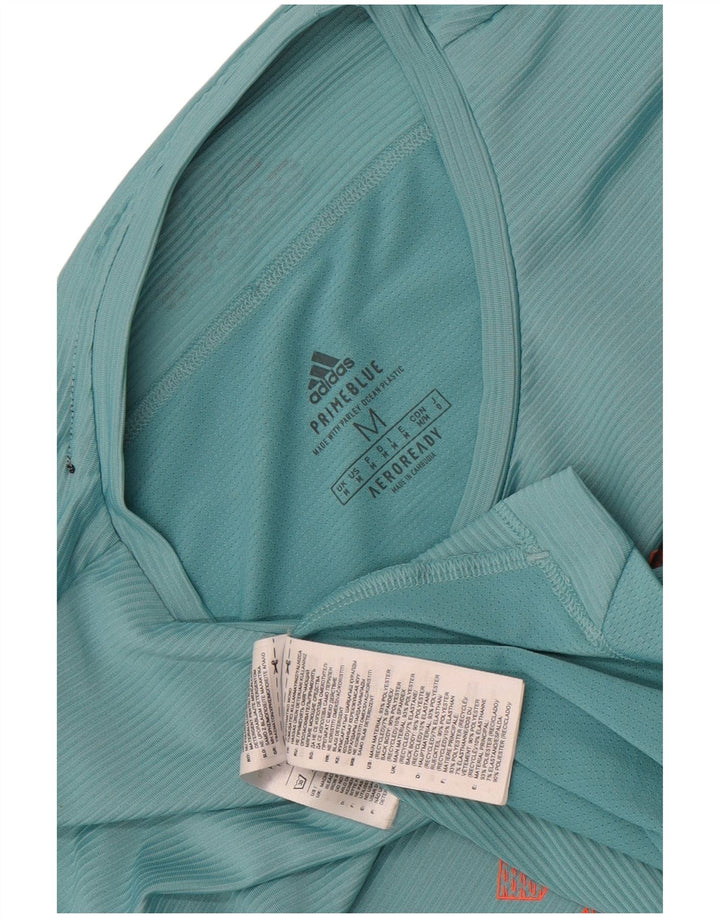 Adidas Homme Aeroready Graphic T-Shirt Top Turquoise Moyen Polyester