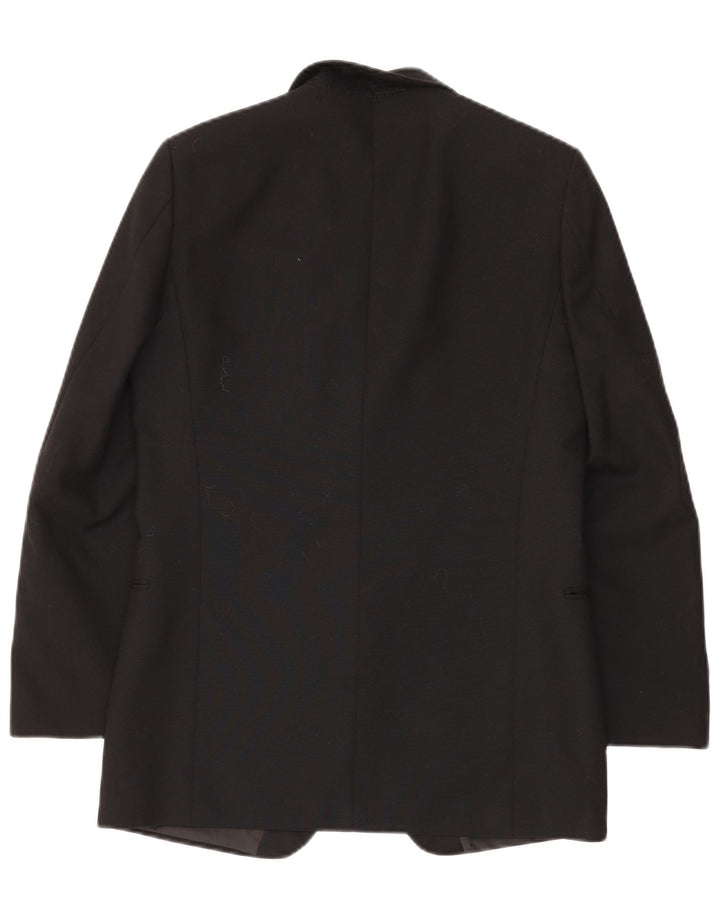vintage Homme 1 Bouton Blazer Veste UK 38 Moyen Noir Nouvelle Laine