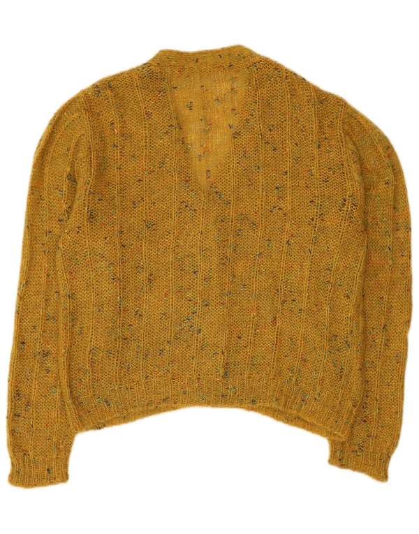 vintage Womens Cardigan Sweater UK 16 Grand Jaune Moucheté