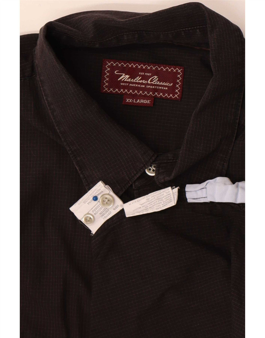 Marlboro Classics Chemise Homme 2XL Coton à Carreaux Marron