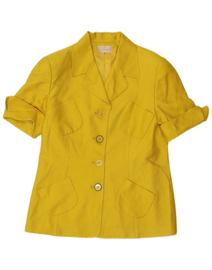 vintage Womens 4 Bouton 2 Pièces Jupe Set IT 46 Large W32 Soie Jaune