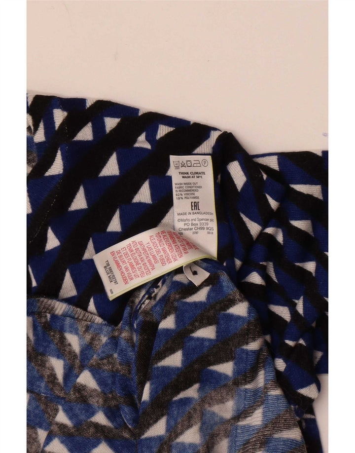 Marks & Spencer Pull cardigan court pour femme UK 14 Bleu moyen géométrique