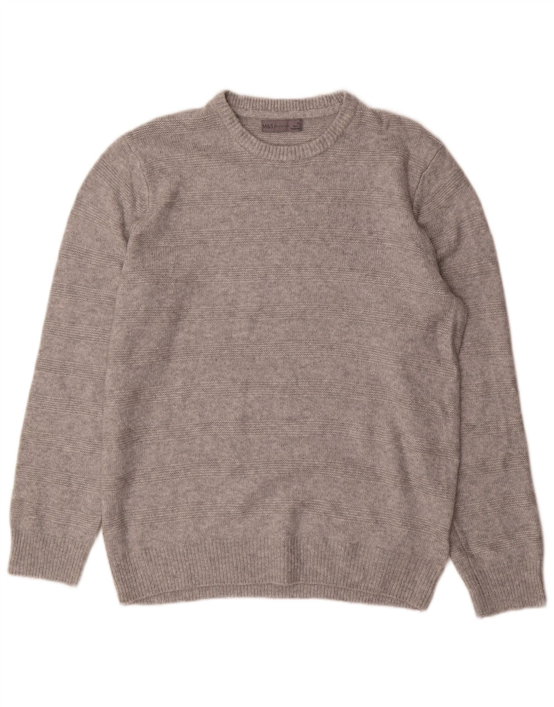 Marks & Spencer Pull col rond homme XL gris rayé acrylique