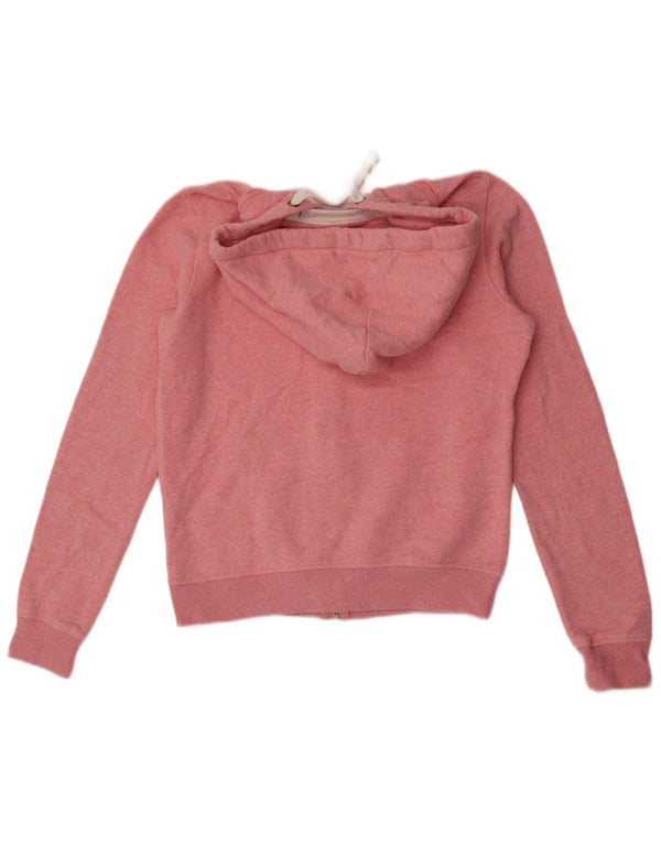 Jack Wills Pull à capuche zippé pour femme UK 10 Petit coton moucheté rose