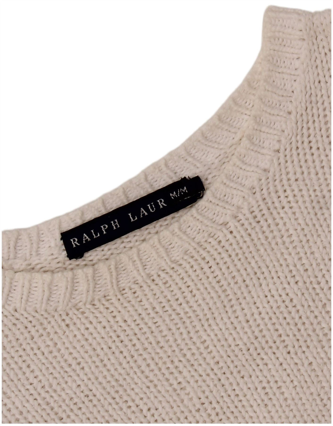 RALPH LAUREN Pull court à col bateau pour femme UK 12 Blanc moyen
