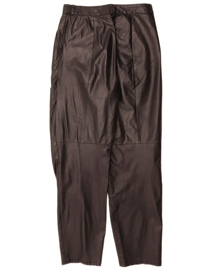 Pantalon en cuir chevillé femme vintage EU 38 Moyen W28 L30 Cuir Noir