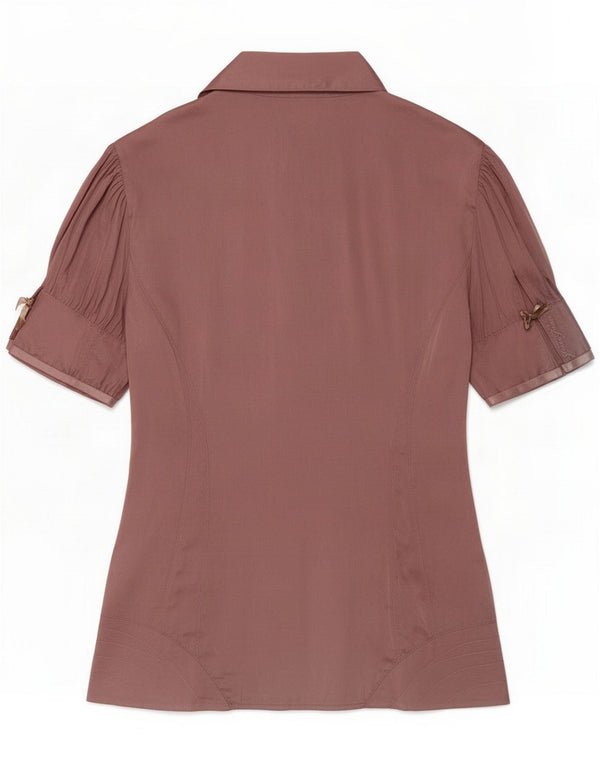 Guess Chemisier à manches courtes pour femme UK 12 Soie rose moyen
