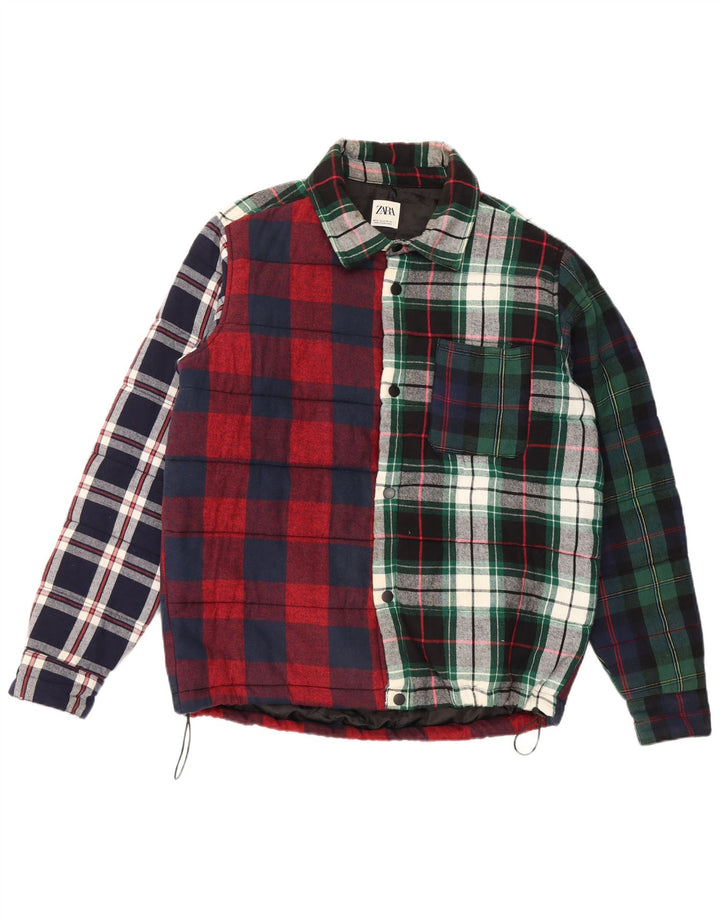 Zara Homme Chemise En Flanelle Lumberjack En Coton À Carreaux Multicolore Moyen
