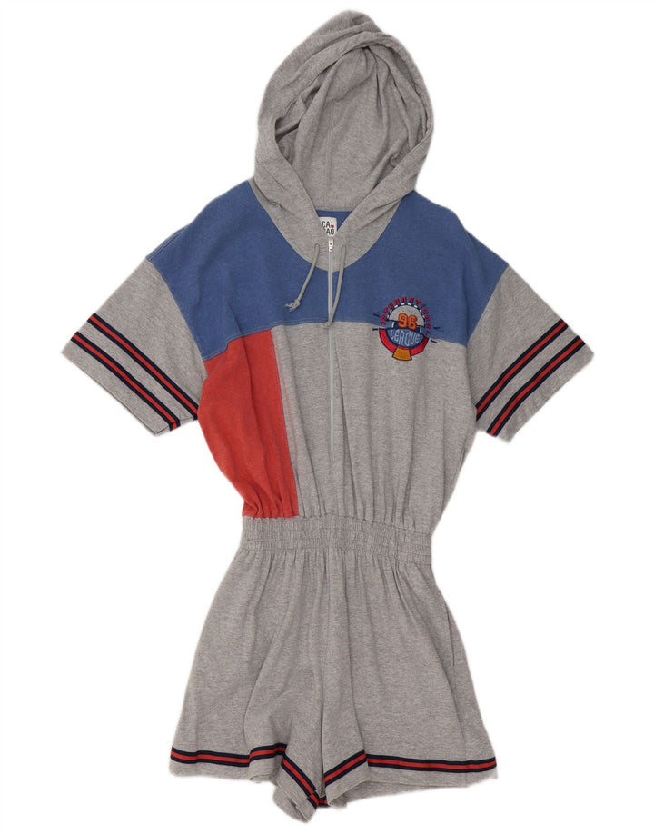 Cacao Combishort à capuche pour femme UK 44 Coton color block gris moyen