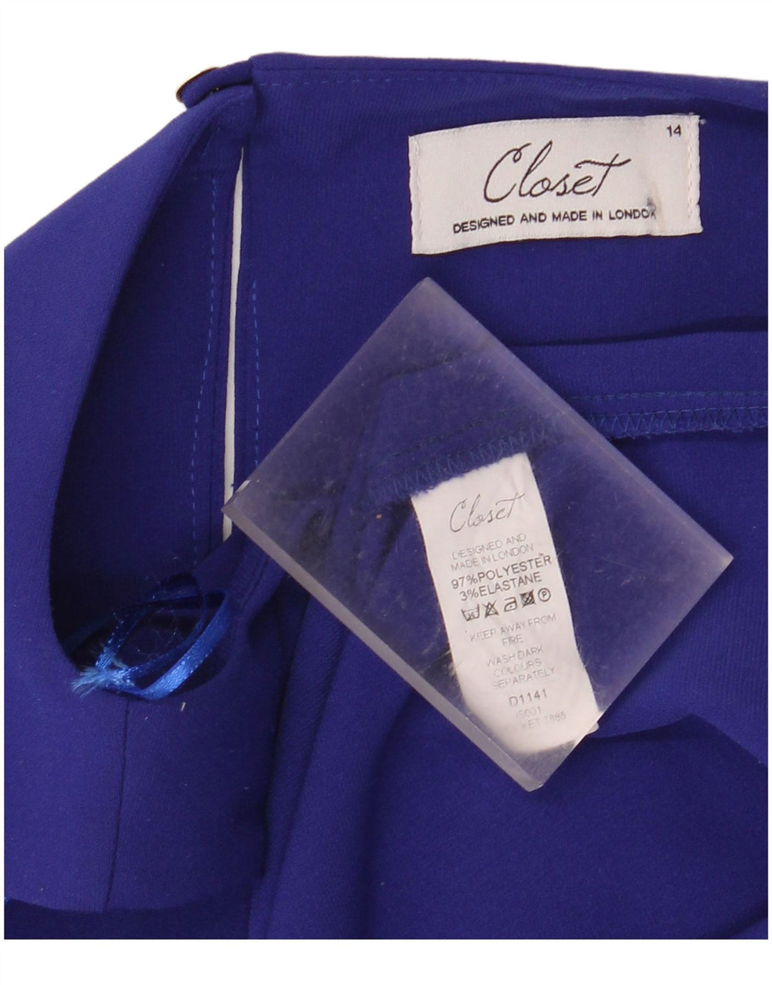 CLOSET Robe moulante sans manches pour femme UK 44 Bleu moyen Polyester