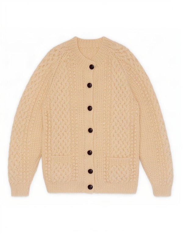 vintage Femme Cardigan Pull UK 12 Moyen Off White