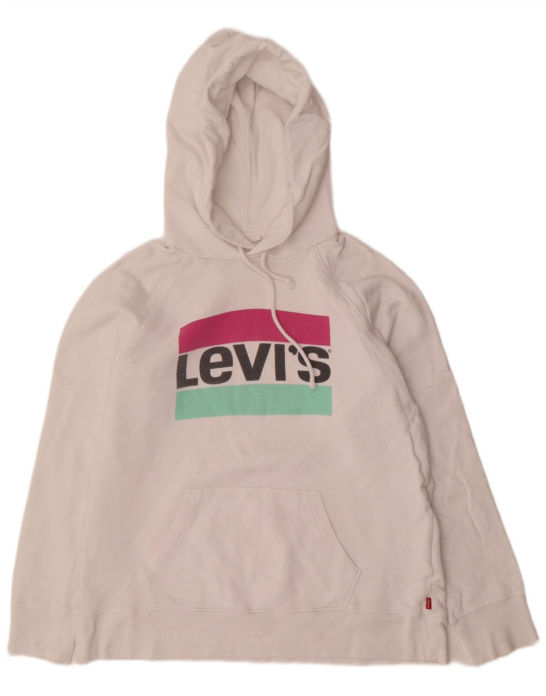 LEVI'S Pull à capuche graphique surdimensionné pour femme UK 10 Petit coton blanc