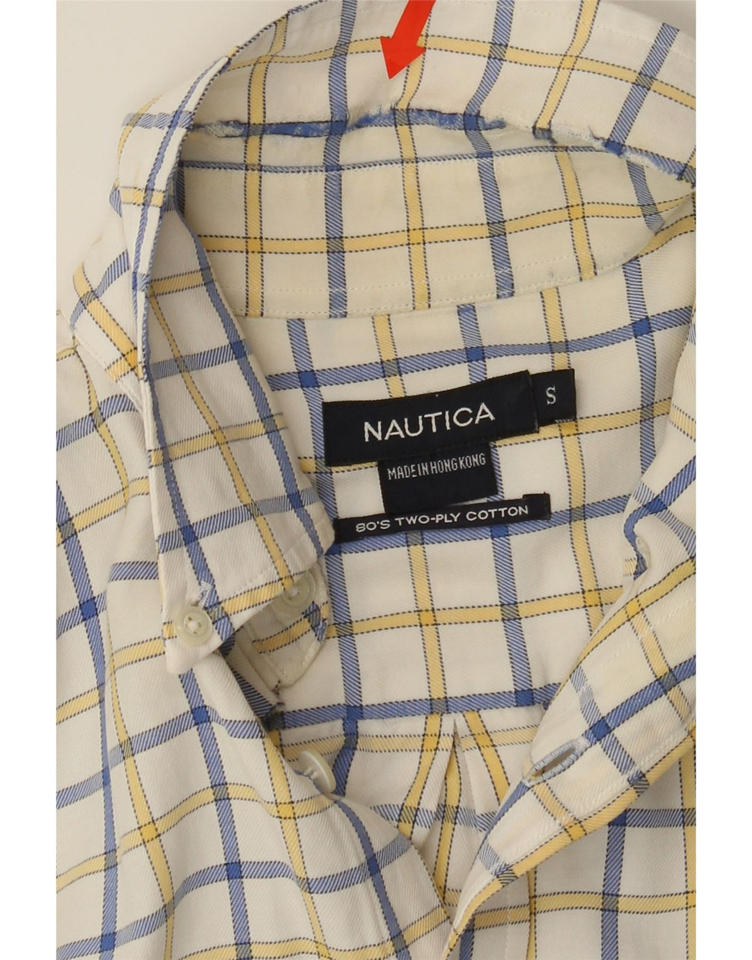 NAUTICA Mens Shirt Small Beige Check Cotton Vintage Nautica and Second-Hand Nautica from Messina Hembry 
