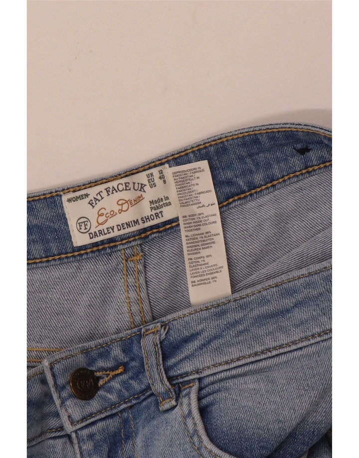 Fat Face Short en jean vieilli pour femme UK 12 Medium W30 Bleu Coton