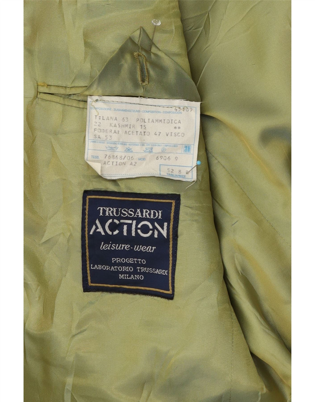 Trussardi Veste Blazer 2 Boutons Homme IT 52 XL Vert Laine