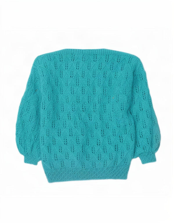 vintage Femmes Bateau Cou Jumper Pull UK 16 Grand Bleu